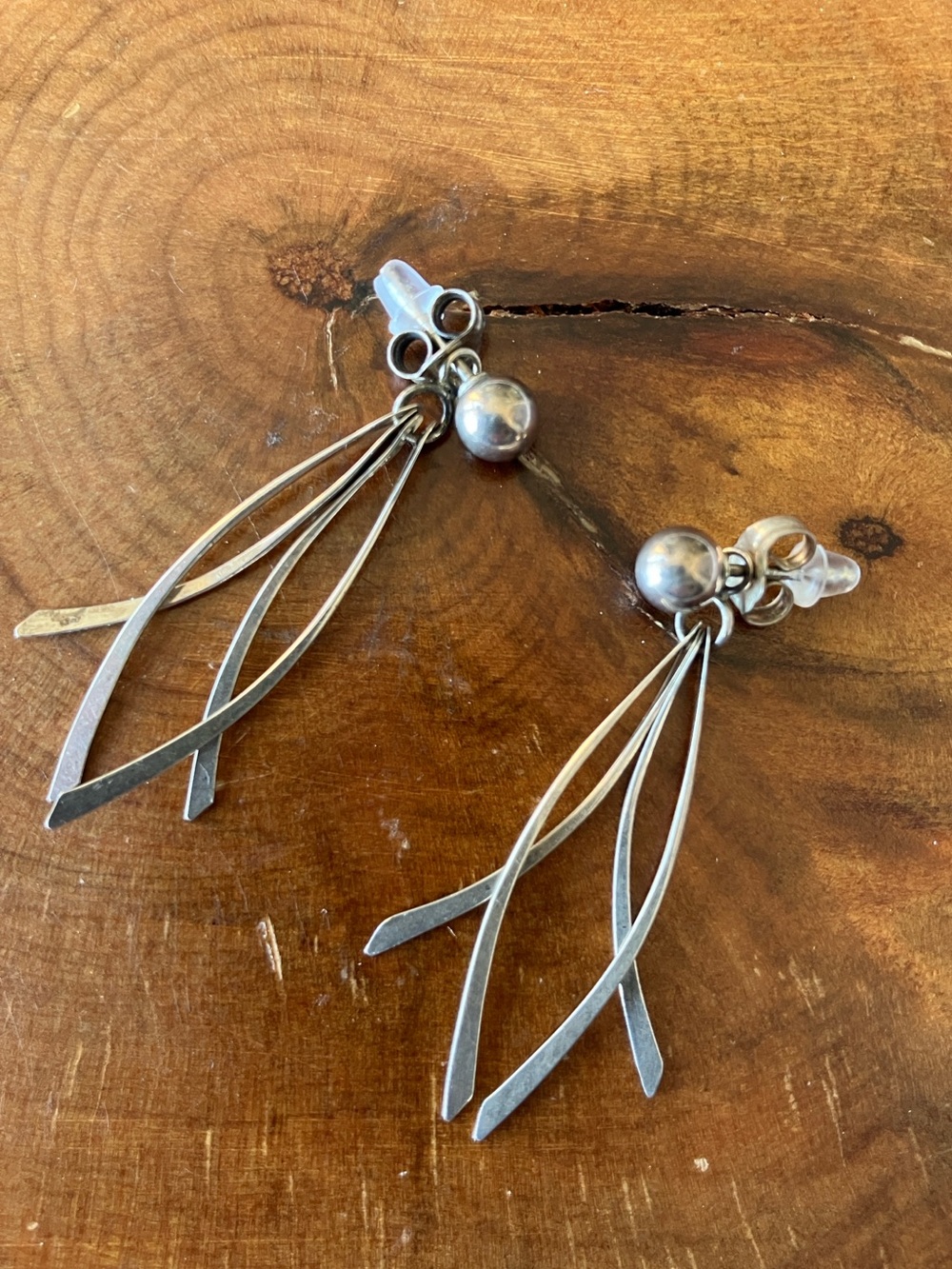 Vintage Sterling Silver Dangle Fringe Earrings
